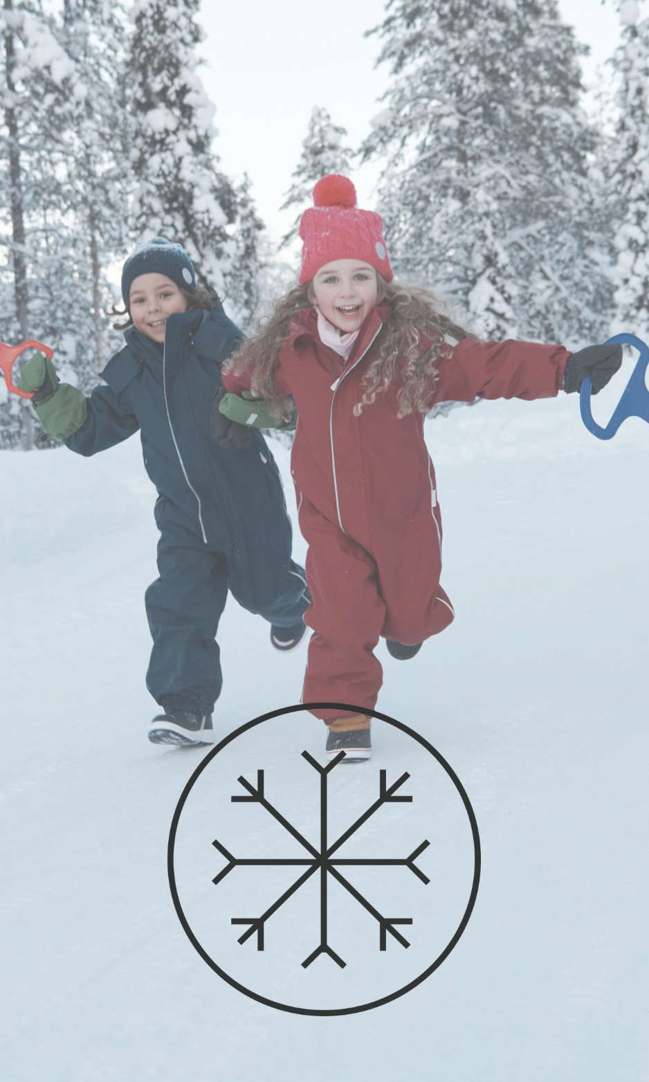 Warm insulated snowsuit for children in bright geometric print