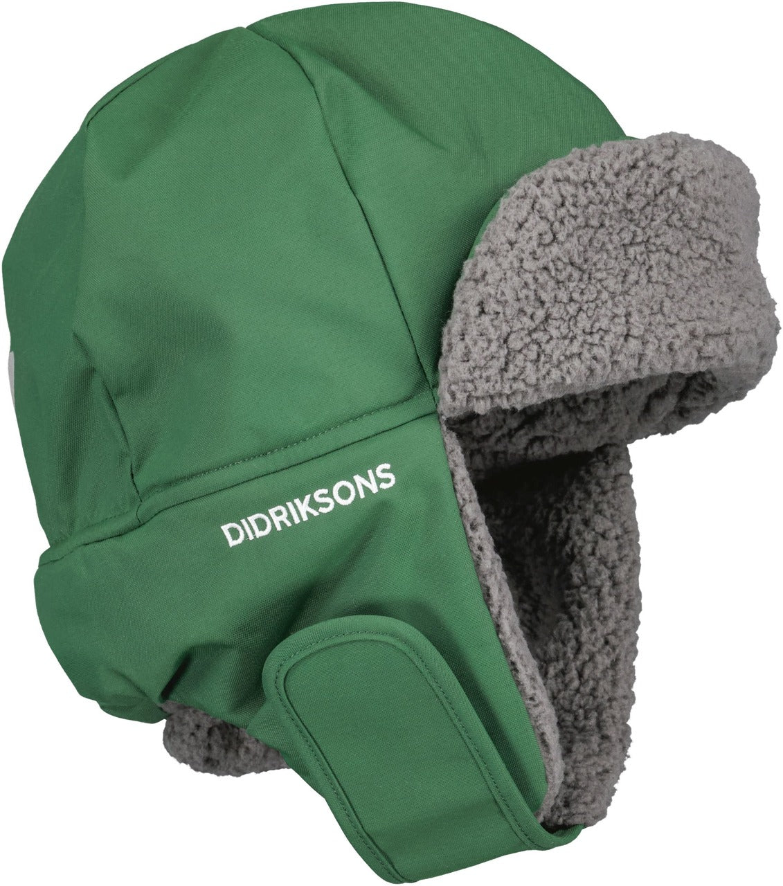 Kids Biggles Classic Trapper Style Winter Hat – Waterproof, Fleece Lined | Didriksons #color_pine-green