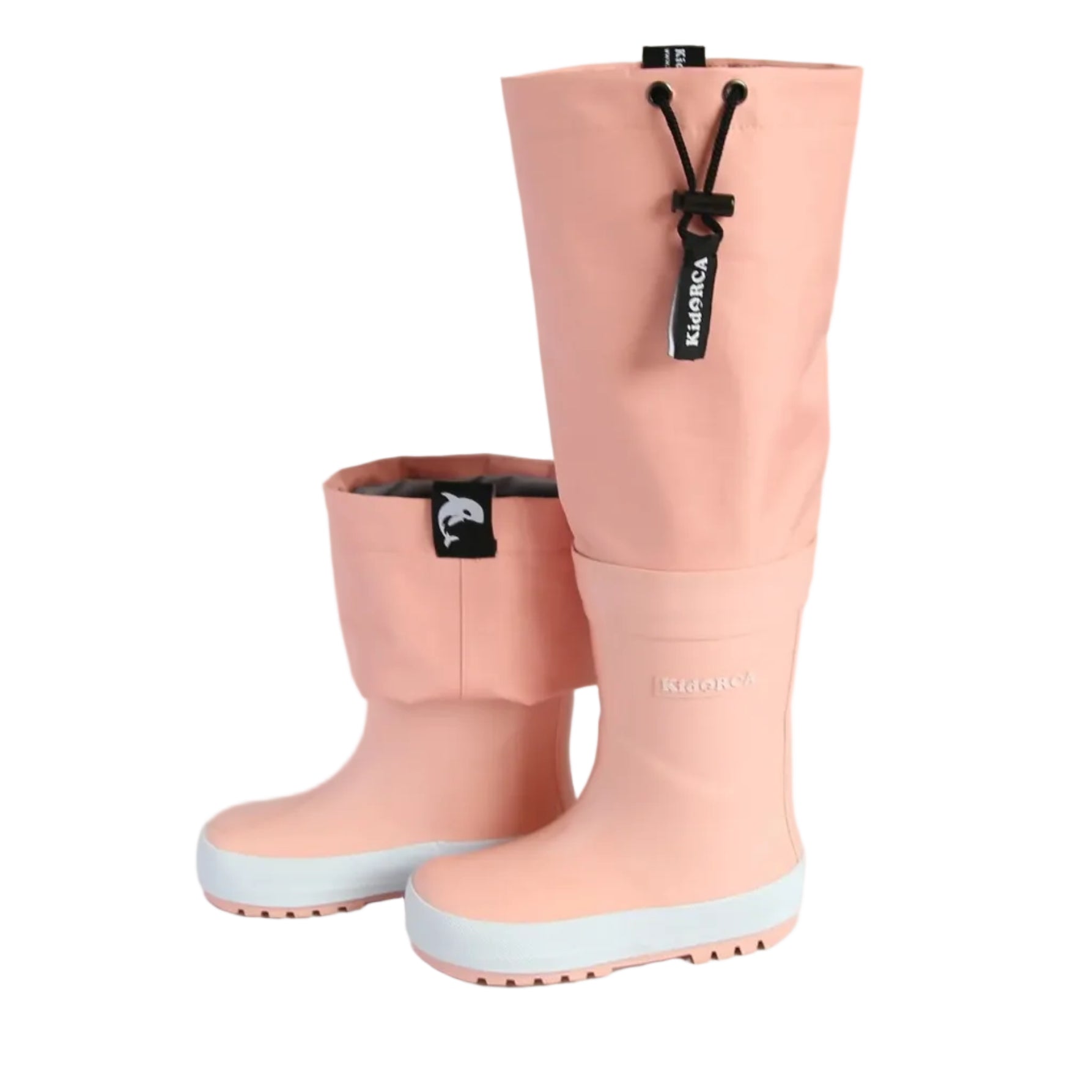Kids Rain Boots with Above Knee Waders - Waterproof | KidORCA #color_coral