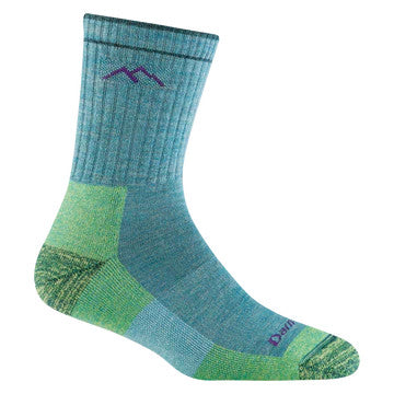 Adult Womens Hiker Micro Crew Midweight Hiking Sock | Darn Tough #color_aqua-heather