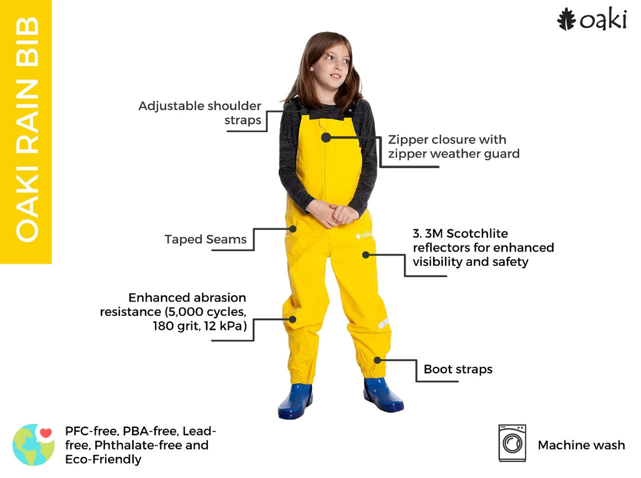 Kids Waterproof Rain Bib - Breathable | Oaki