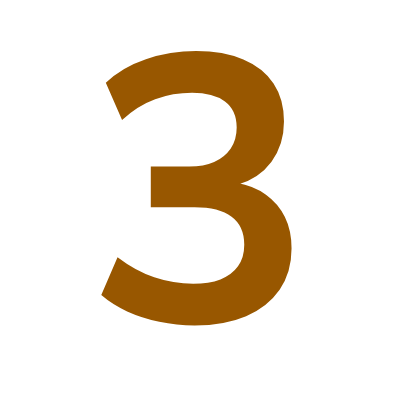 Brown number '3' on a white background