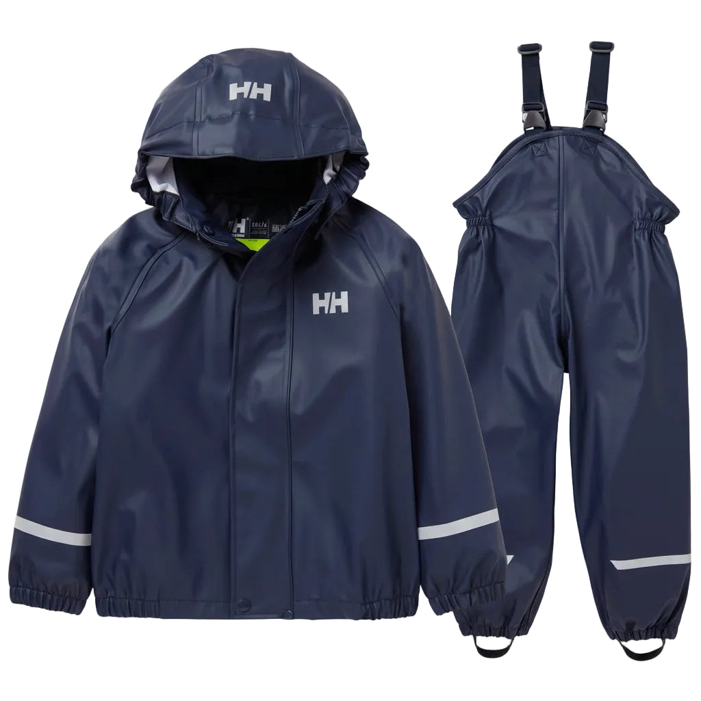 Kids Waterproof Bergen 2.0 PU Rain Set - Yellow & Navy | Helly Hansen #color_navy