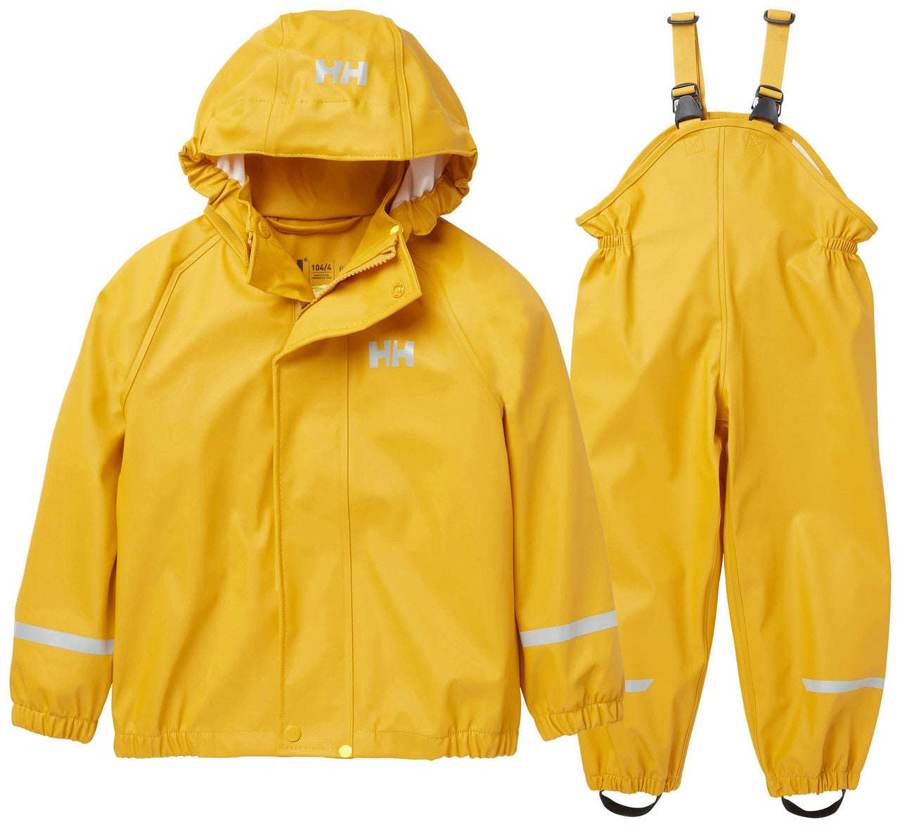 Kids Waterproof Bergen 2.0 Rain Set – Jacket & Bibs, PU| Helly Hansen #color_essential-yellow