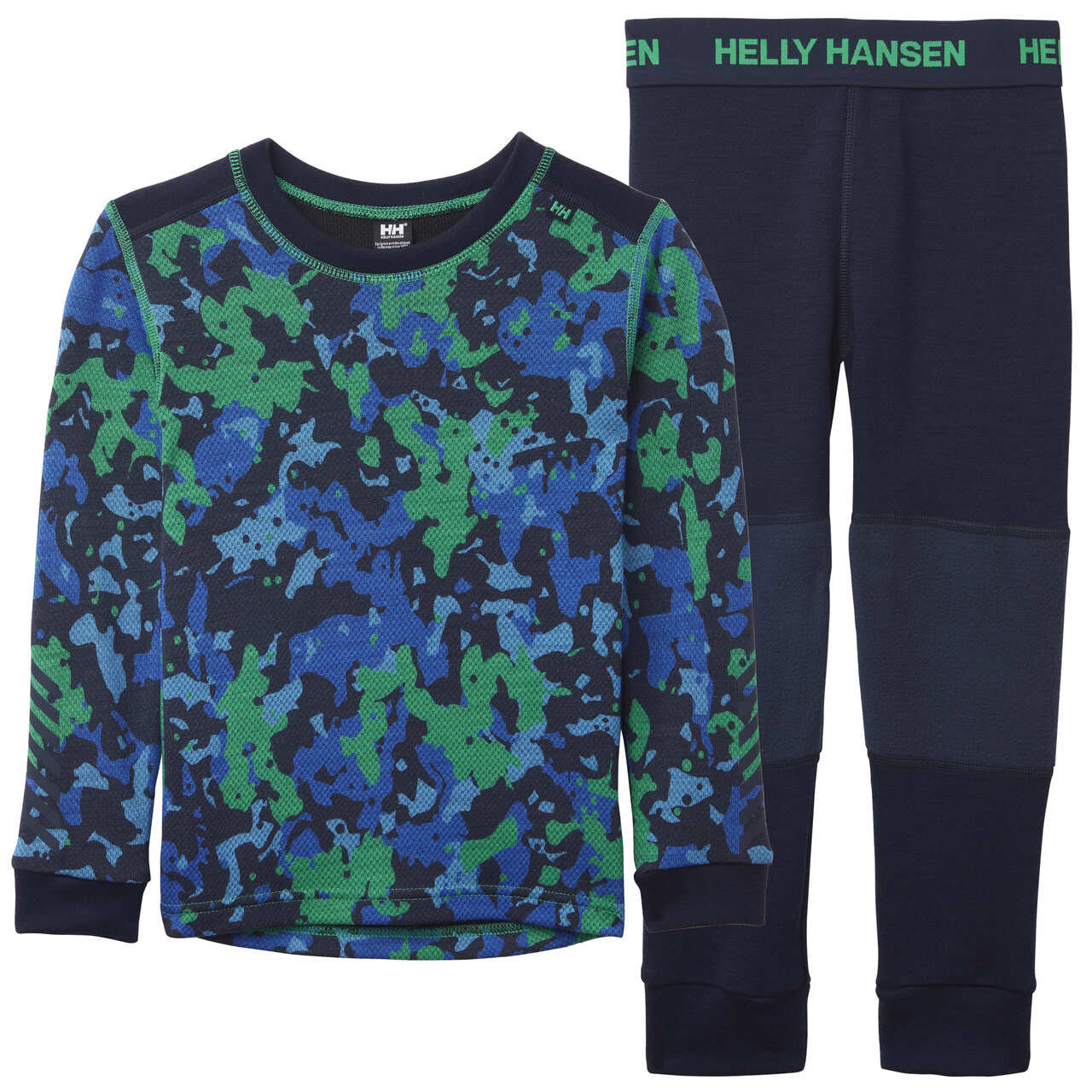 Kids Lifa Merino Wool Printed 2-Piece Base Layer Set – LIFA Merino| Helly Hansen #color_green-splash-camo
