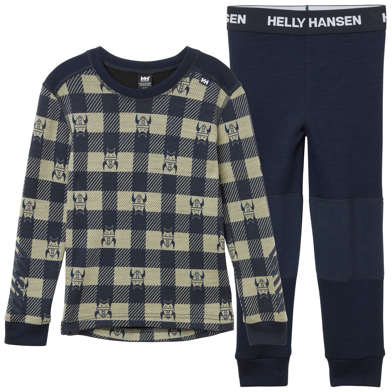 Kids Lifa Merino Wool Printed 2-Piece Base Layer Set – LIFA Merino| Helly Hansen #color_navy-vikings