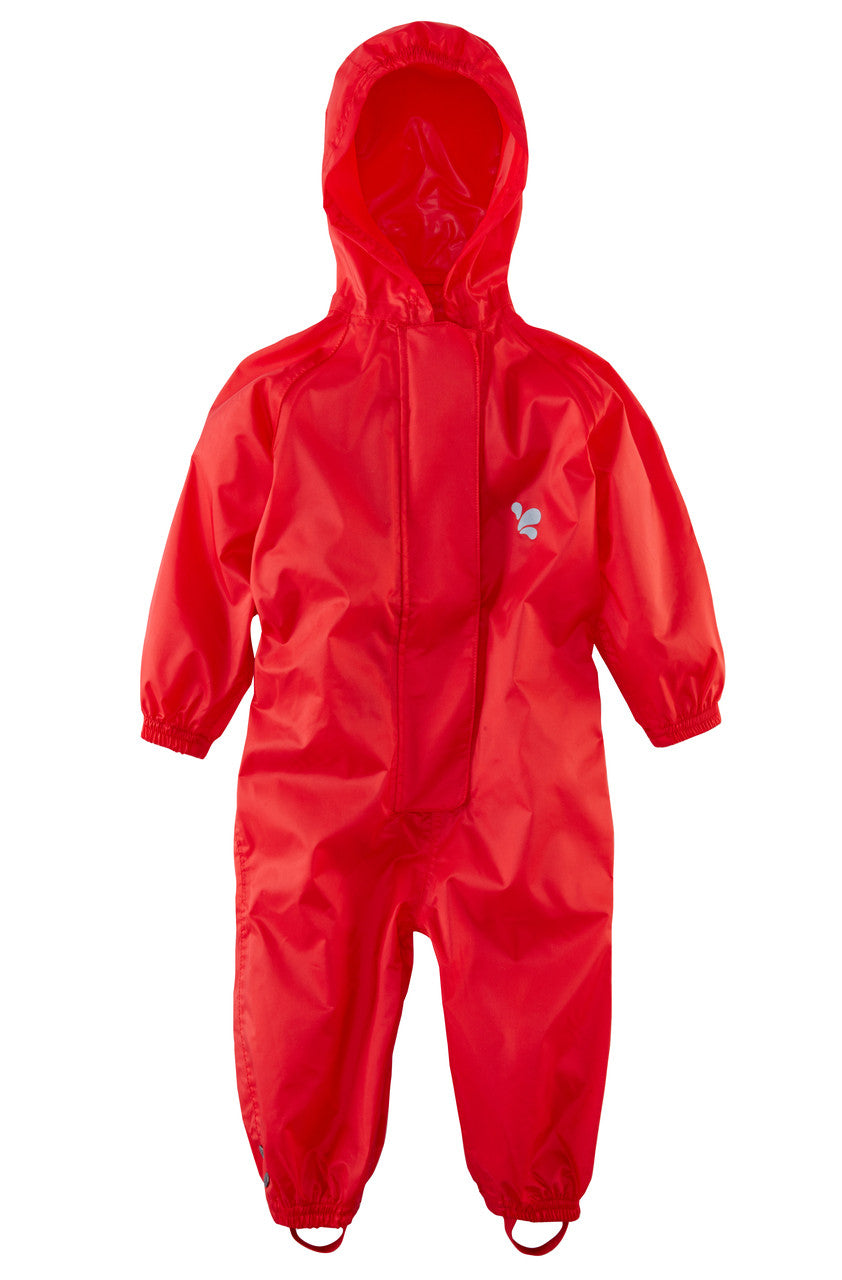 Kids Waterproof Rain Suit Originals All-in-One - Unlined Puddle Suit, Zip and Storm Flap | Muddy Puddles #color_red