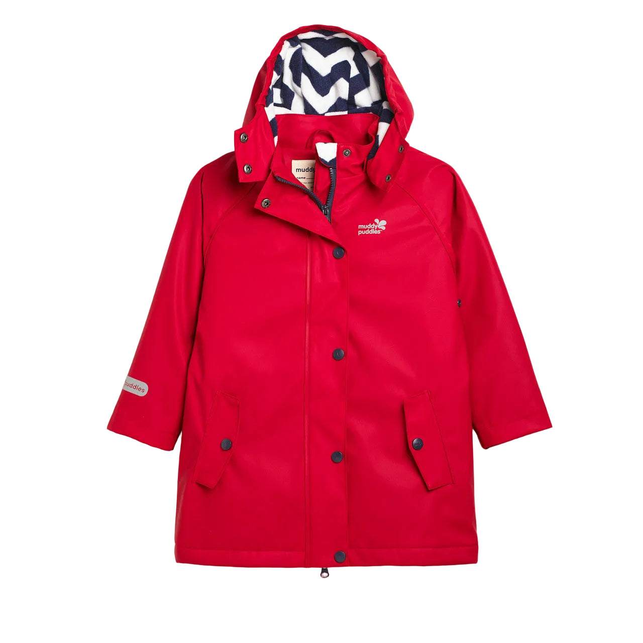 Kids Fleece Lined Puddleflex Rain Jacket - Waterproof, Warm, PU | Muddy Puddles #color_red
