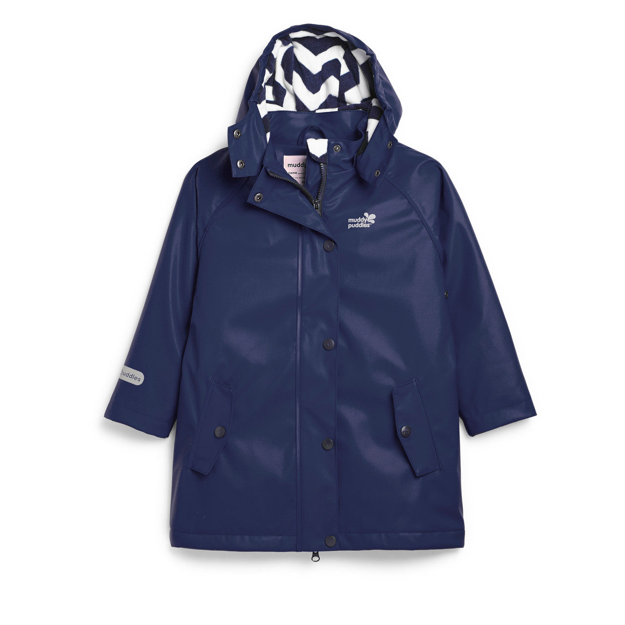Kids Fleece Lined Puddleflex Rain Jacket - Waterproof, Warm, PU | Muddy Puddles #color_navy
