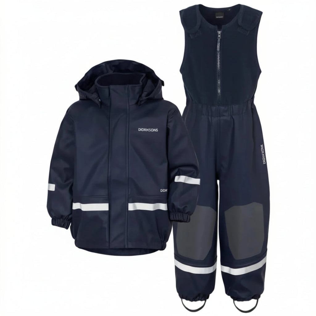 Kids Boardman Fleece Lined Rain Set – Waterproof, Fleece Lined, PU | Didriksons #color_navy