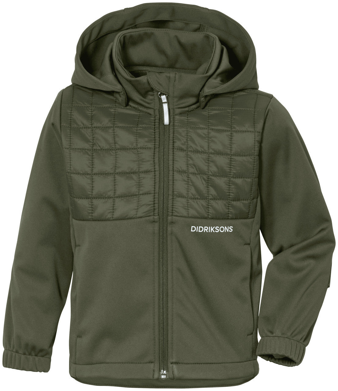 Kids Perfomance Fleece Briska Hybrid Jacket | Didriksons #color_deep-green