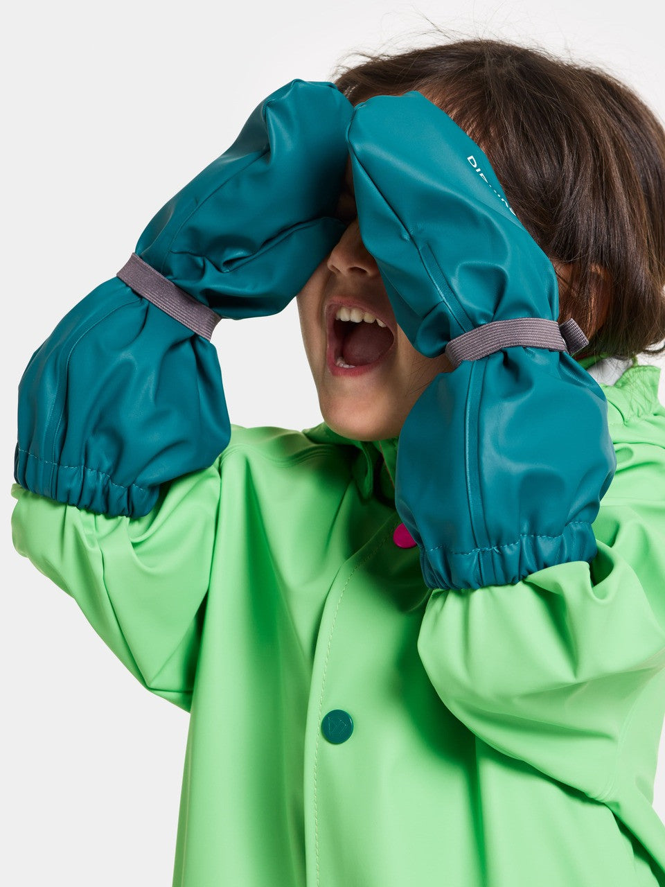 Kids Long Cuff Fleece Lined Rain Mittens – Waterproof, PU | Didriksons