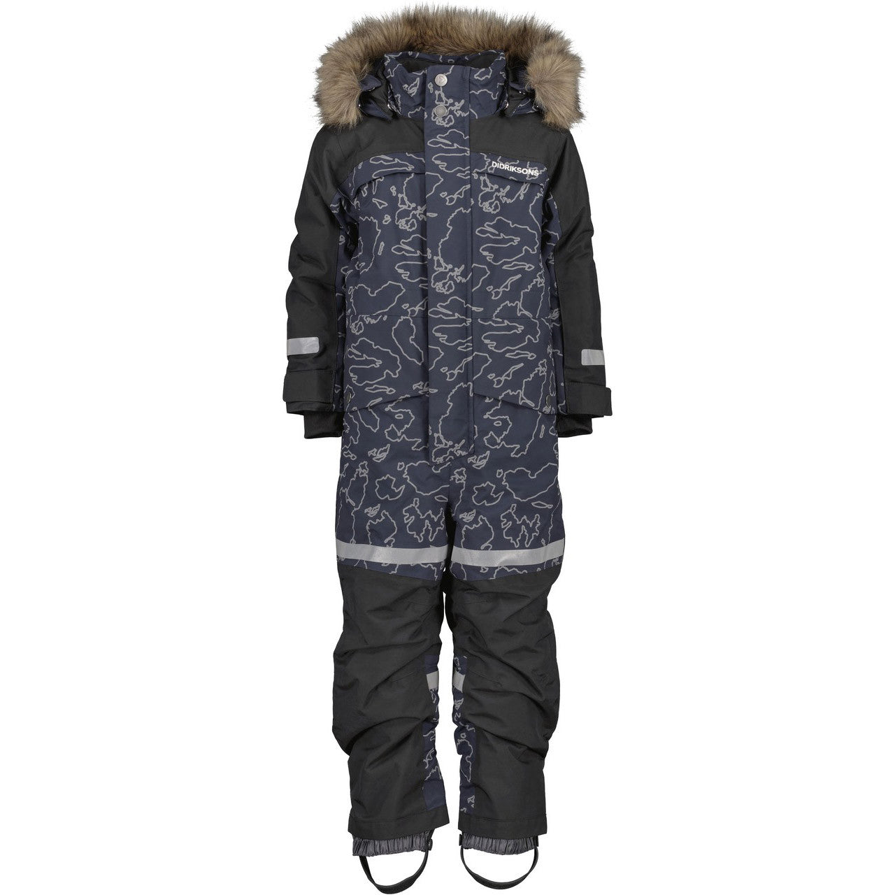 Kids Bjarven Waterproof Winter Snowsuit-Reflective Print – Insulated | Didriksons #color_grundsund-reflective-navy