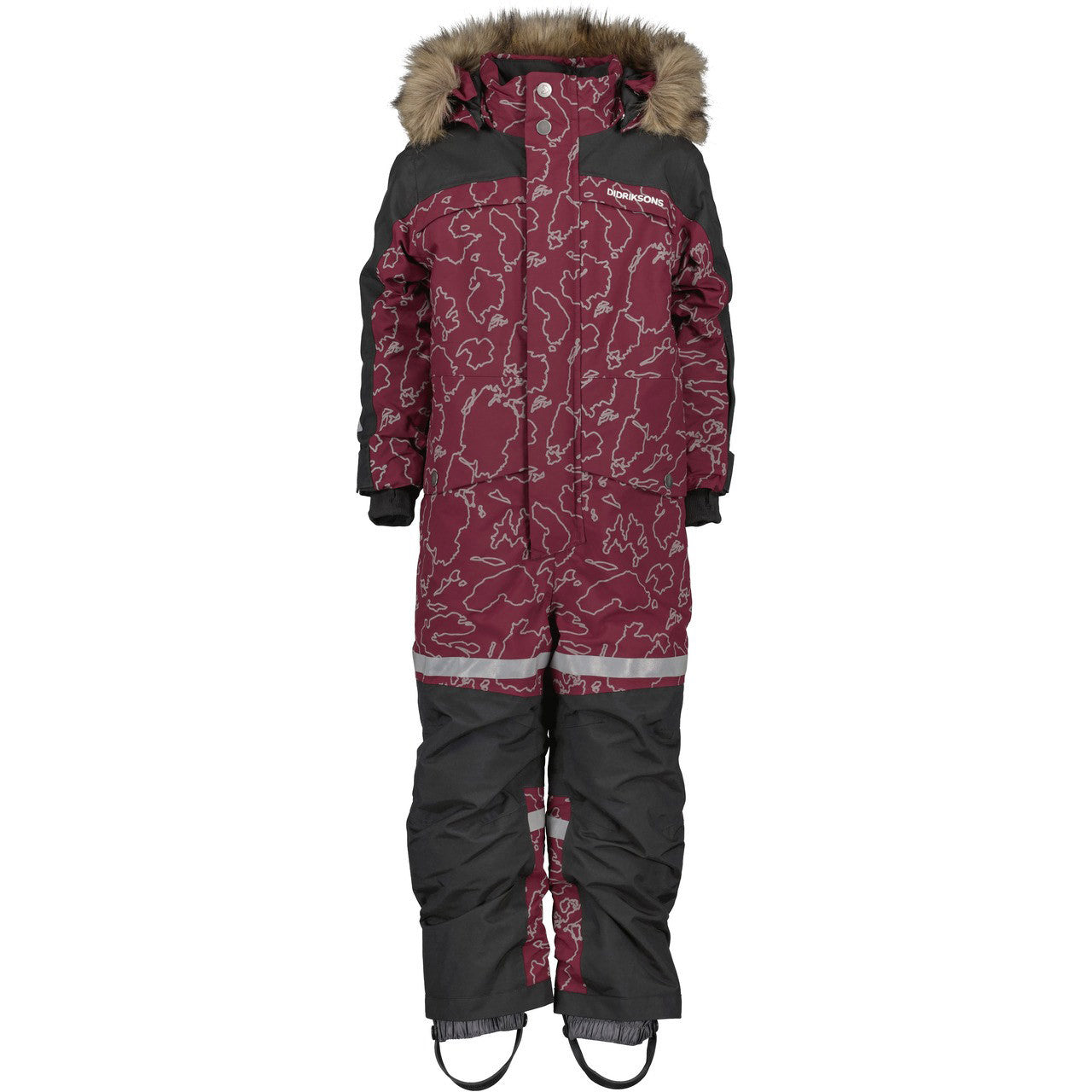 Kids Bjarven Waterproof Winter Snowsuit-Reflective Print – Insulated | Didriksons #color_grundsund-reflective-wine