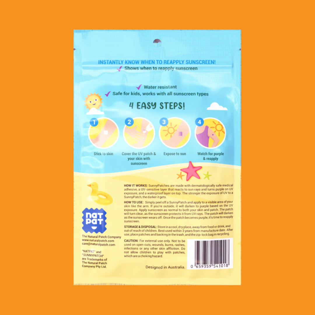 Kids UV Detection Stickers – NatPat SunnyPatch – Sunscreen Reminder 24 Pack