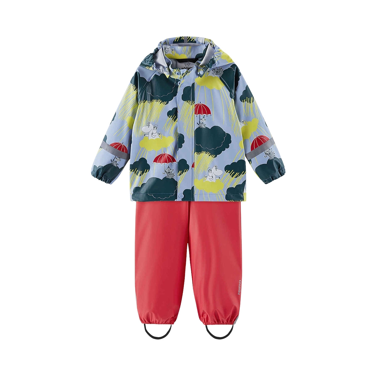 Kids Reima x Moomin Waterproof Rain Set | Jacket + Pants | #color_airy-blue