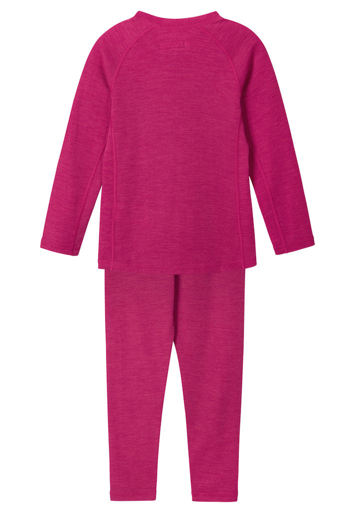 Kids Wool Blend Kinsei Base Layer Set - Moisture Wick | Reima #color_cranberry-pink
