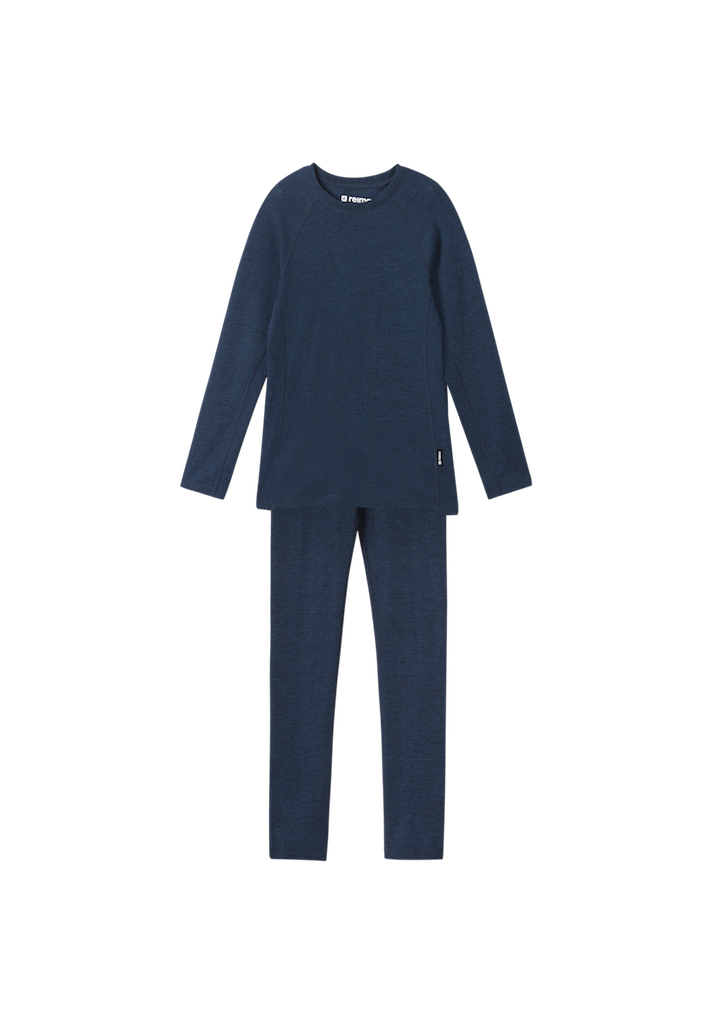 Kids Wool Blend Kinsei Base Layer Set - Moisture Wick | Reima #color_navy
