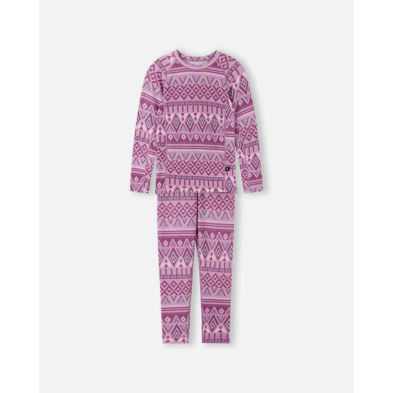 Kids Merino Wool Bamboo Taitoa Base Layer Set - High Wicking | Reima #color_grey-pink