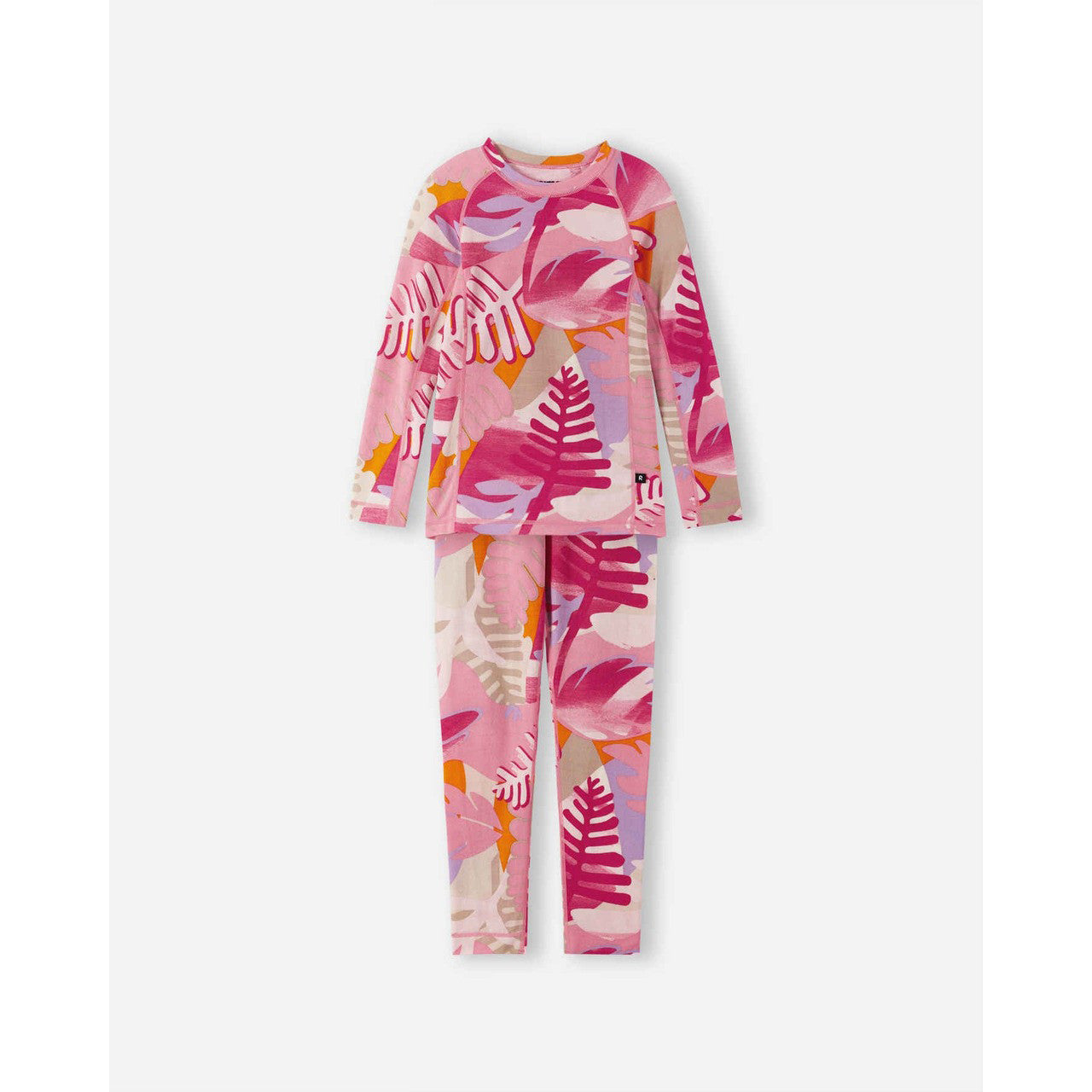 Kids Merino Wool Bamboo Taitoa Base Layer Set - High Wicking | Reima #color_sunset-pink