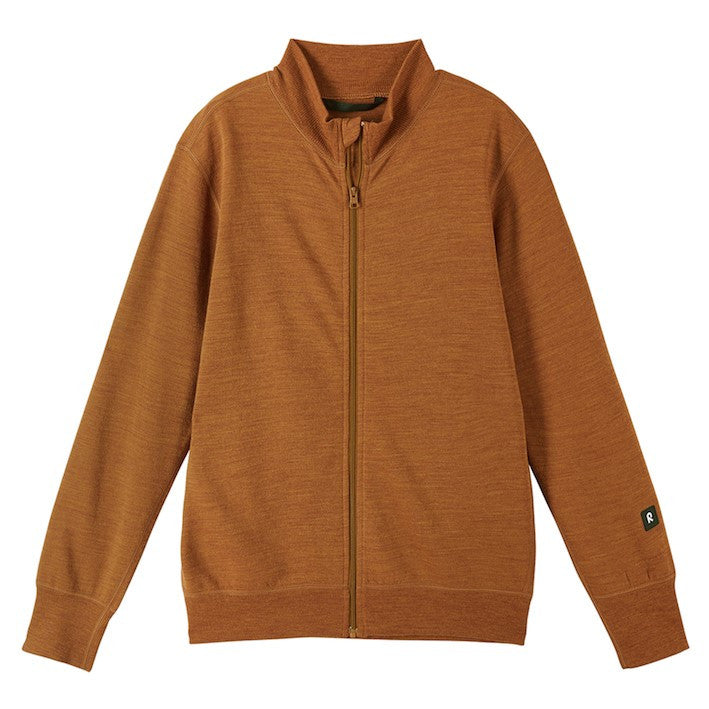 Kids Merino Wool Mahin Zip Jacket - Mid Layer | Reima #color_cinnamon-brown