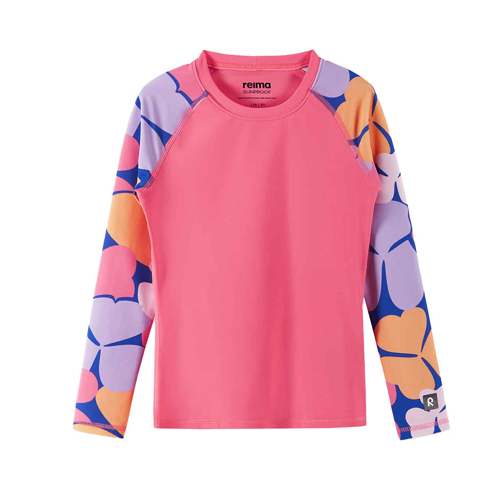 Kids Sukeltaja Rash Guard – UPF 50+ Long Sleeve Sun Protection Swim Shirt | Reima | #color_soft-coral