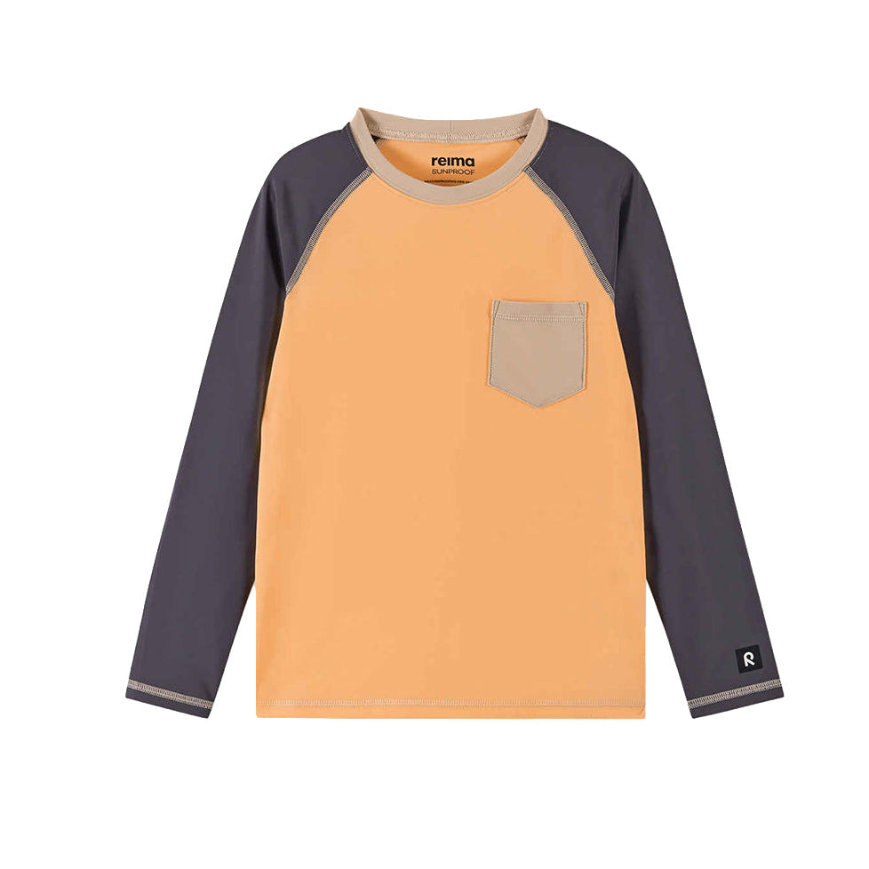Kids Kroolaus Rash Guard – UPF 50+ Long Sleeve Sun Protection Swim Shirt | Reima | #color_apricot