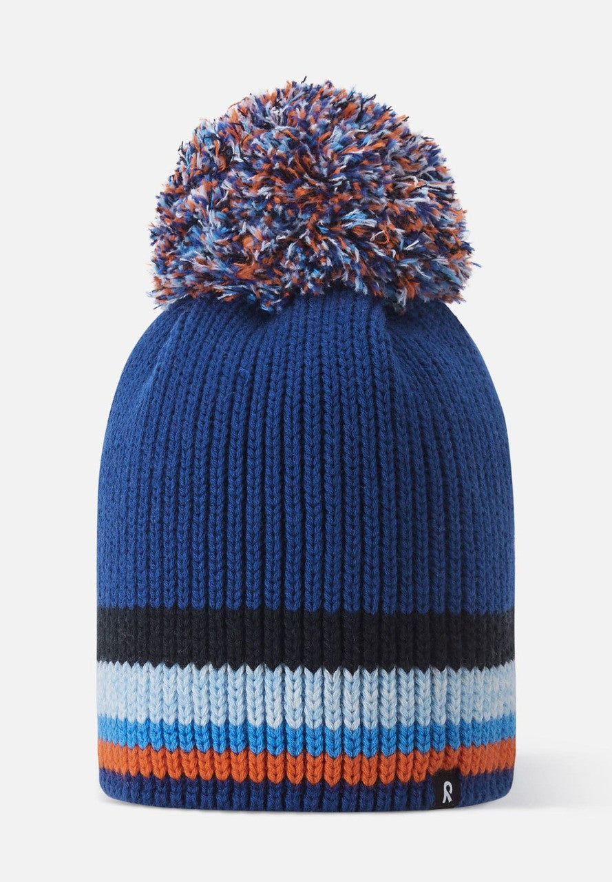 Kids Wool Cotton Blend Sporttis Winter Hat - Pom Top | Reima #color_twilight-blue