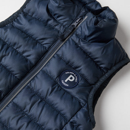 Kids Lightweight Eco Puffer Vest | Polarn O. Pyret | #color_dark-sapphire