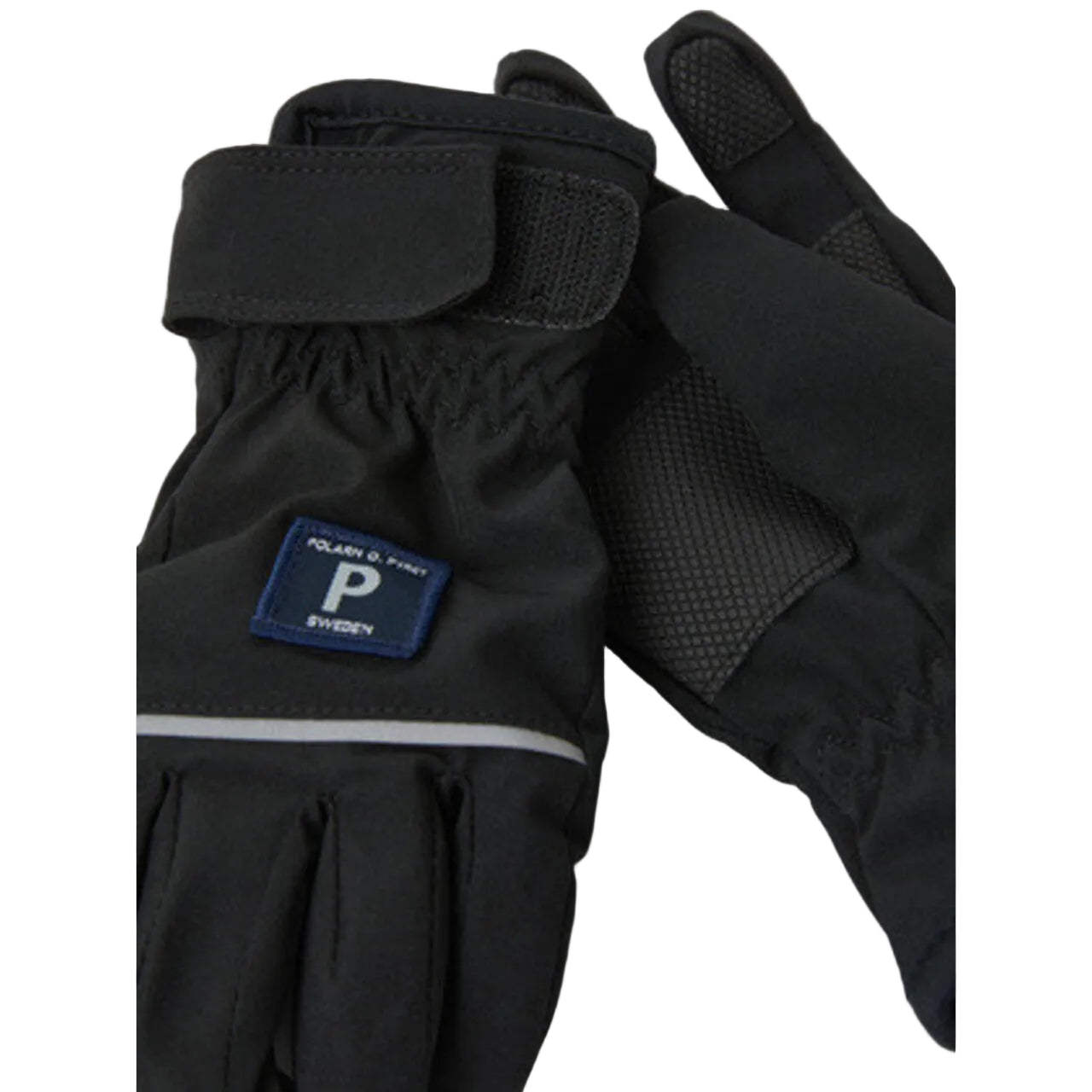 Kids Fleece Lined Softshell Gloves | Polarn O. Pyret | #color_black