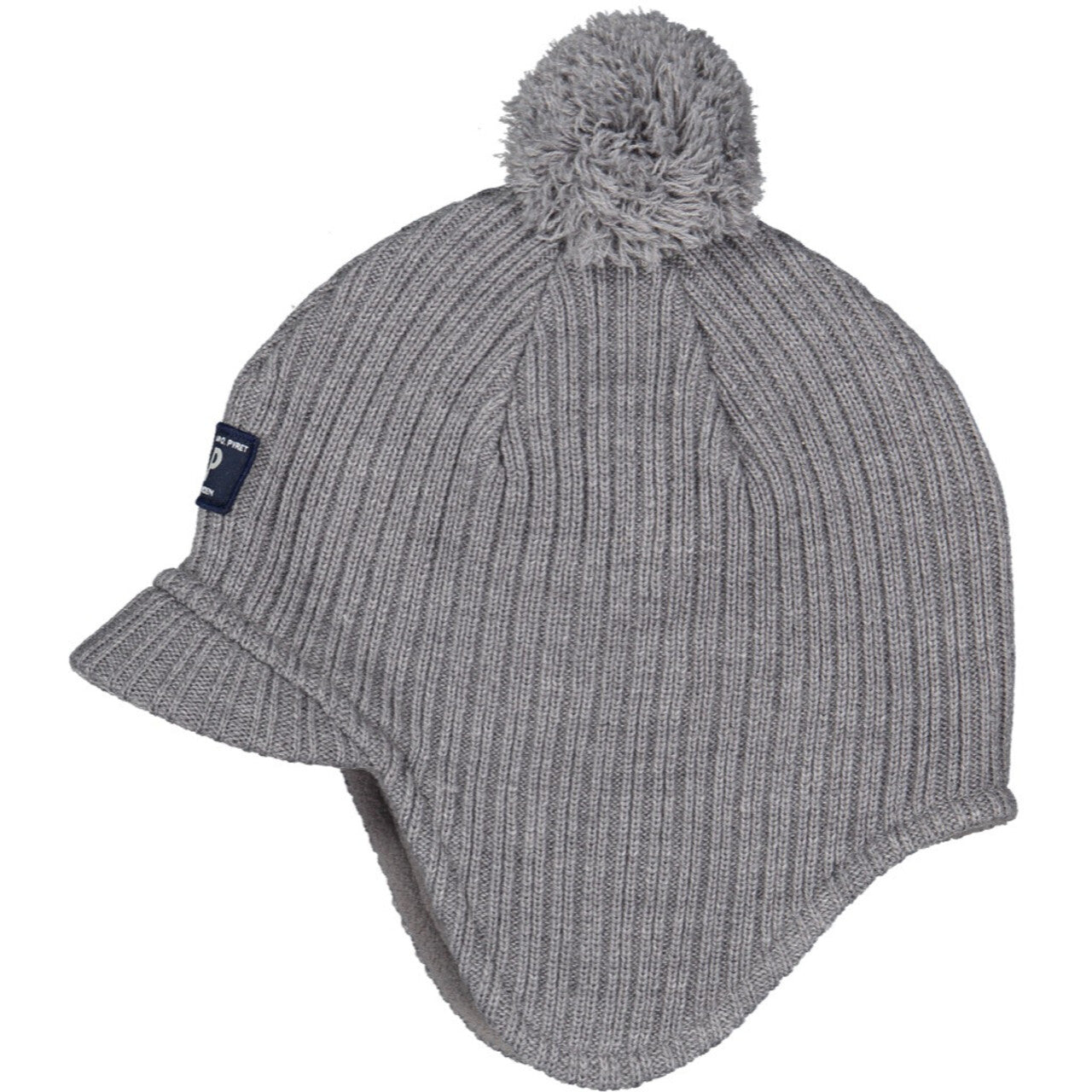 Kids Peaked Brim Winter Hat - 2 | Polarn O. Pyret | #color_grey-melange