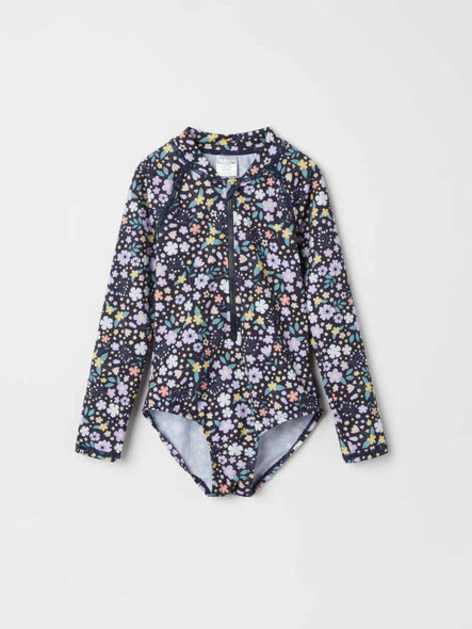 Kids Eco Ditsy Floral Eco Rash Guard Suit | Polarn O. Pyret #color_dark-sapphire