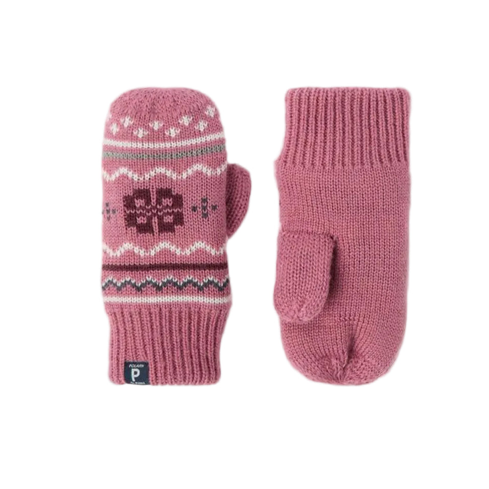 Kids Soft Scandi Jacquard Merino Wool Mitten | Polarn O. Pyret | #color_heather-rose