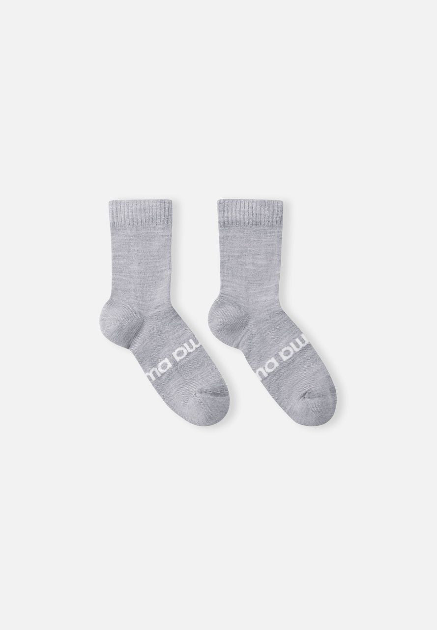 Kids Lighter Wool Blend Liki Everyday Socks - High Wick | Reima #color_melange-grey