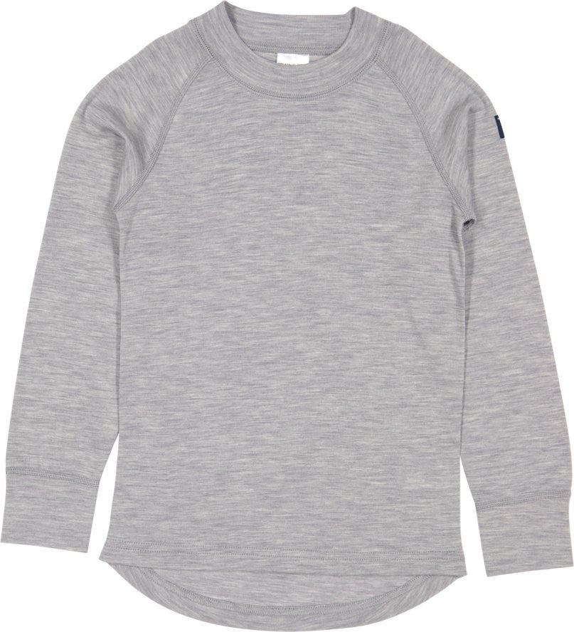 Kids and Youth Merino Wool Base Layer Top | Polarn O. Pyret #color_grey-melange