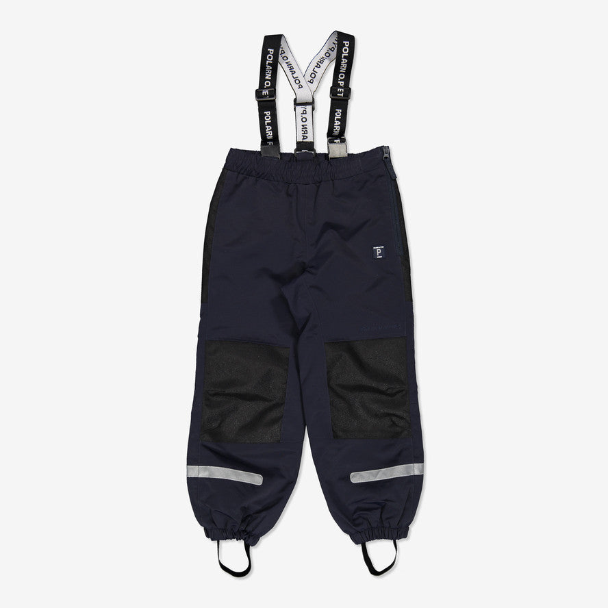 Kids Waterproof Eco Suspender Shell Pants | Polarn O. Pyret #color_dark-sapphire