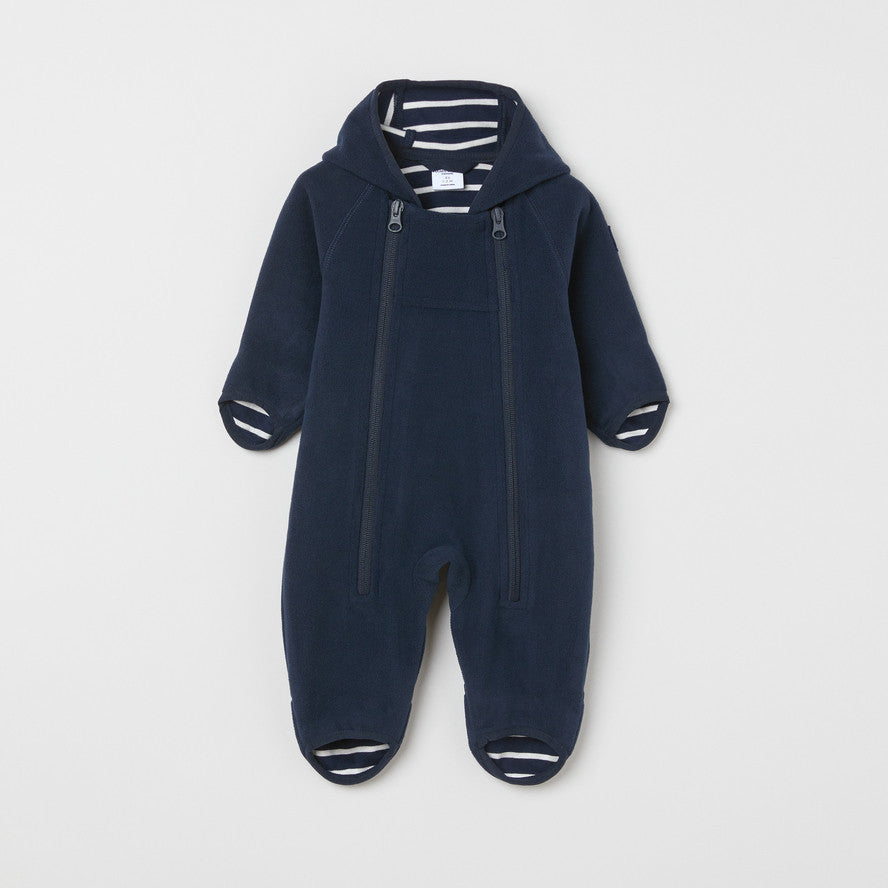 Baby Cold Weather Eco Wind Fleece Coverall | Polarn O. Pyret #color_navy