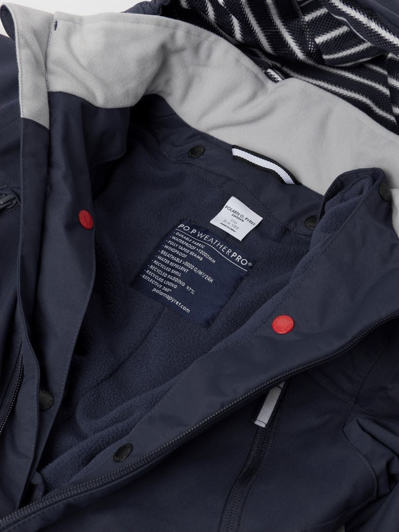 Kids Waterproof Shell Rain Suit With Removable Fleece Liner | Polarn O. Pyret #color_dark-sapphire