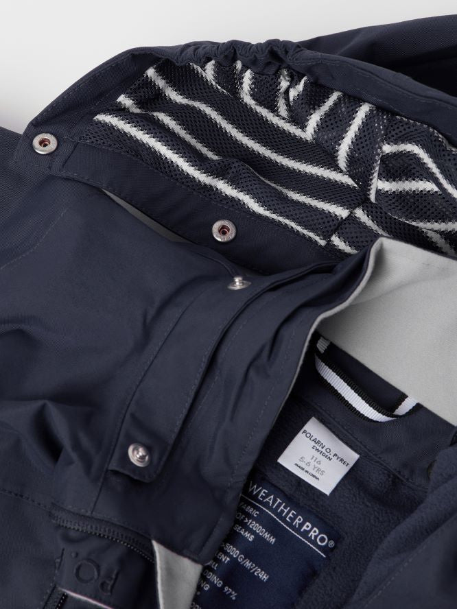 Kids Waterproof Shell Rain Suit With Removable Fleece Liner | Polarn O. Pyret #color_dark-sapphire