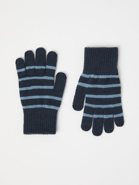 Kids Signature Stripe Magic Stretch Wool Gloves | Polarn O. Pyret #color_mood-indigo