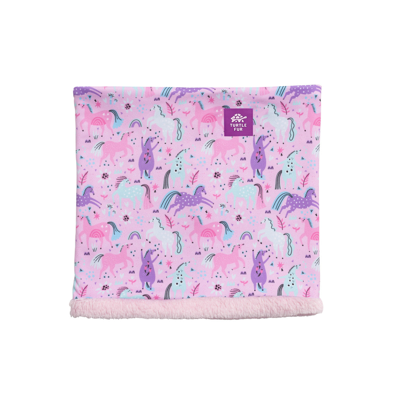 Kids Comfort Shell Neck Warmer with Fleece Lining | Turtle Fur #color_neigh-neigh