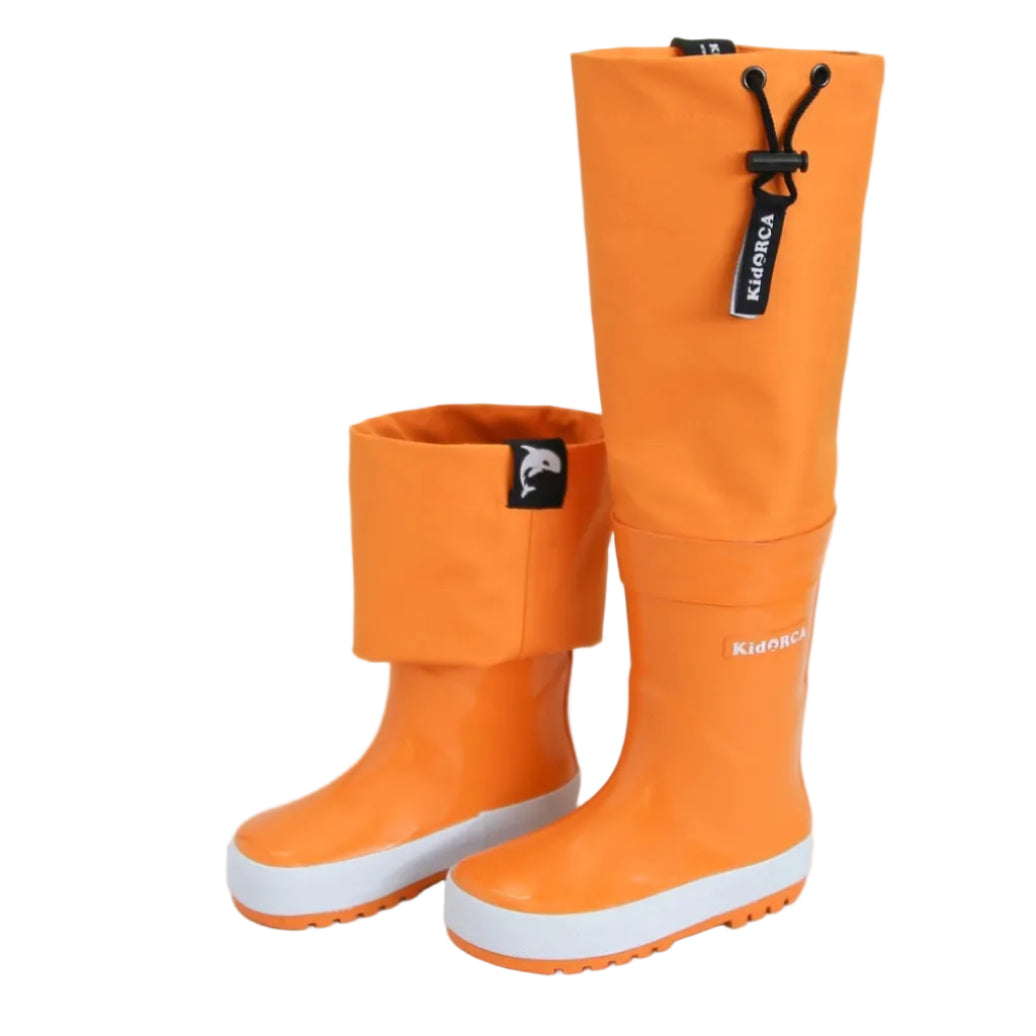 Kids Rain Boots with Above Knee Waders - Waterproof | KidORCA #color_cheddar
