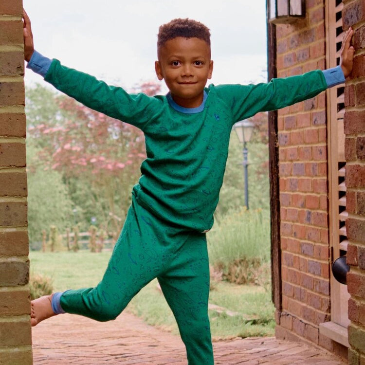 Kids Synthetic Drift Thermal Base Layer Bottom - Cotton Blend, Breathable, PJ | Muddy Puddles #color_green-sky