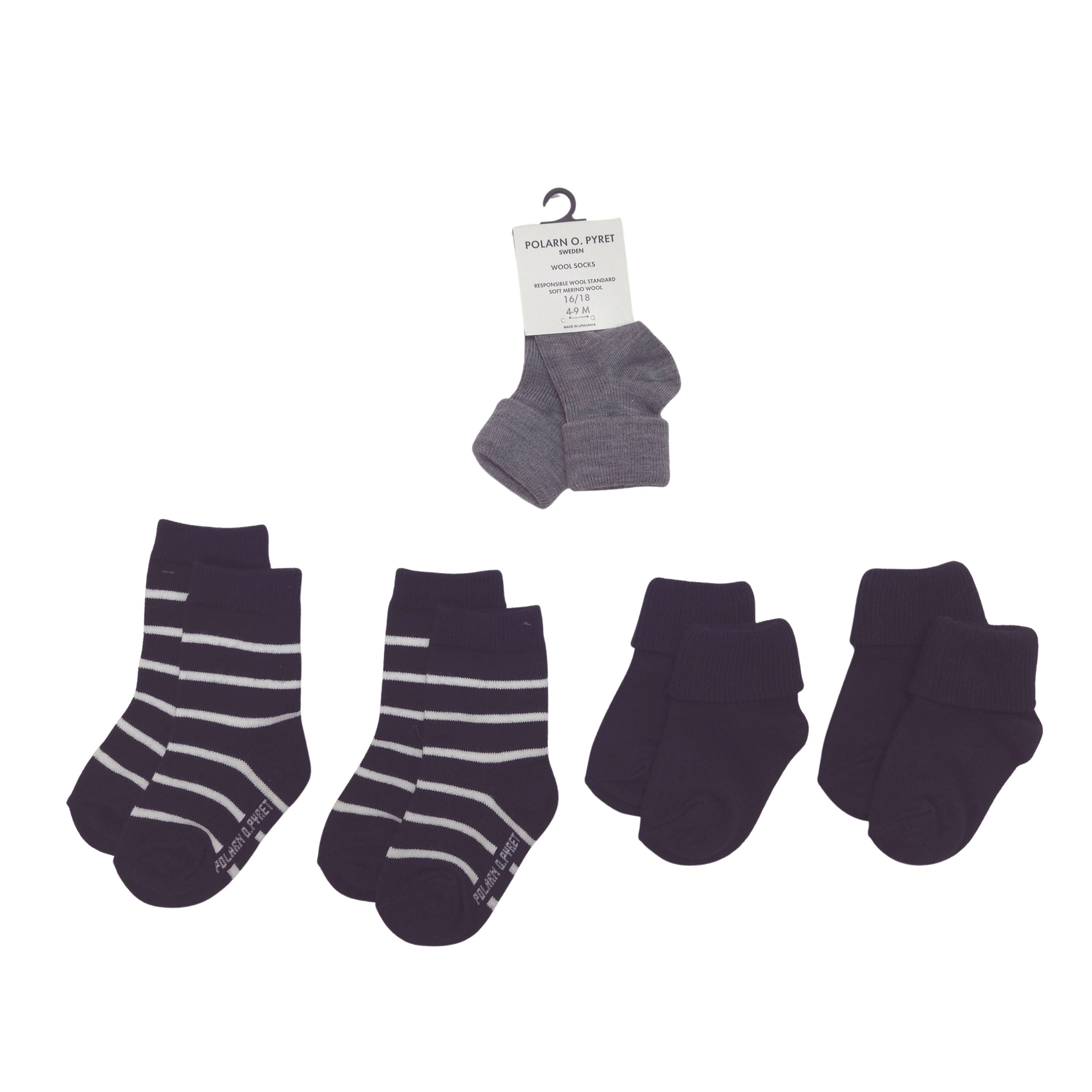 1pair grey wool socks and 2 pairs navy stripe socks and 2 pairs navy turn up socks