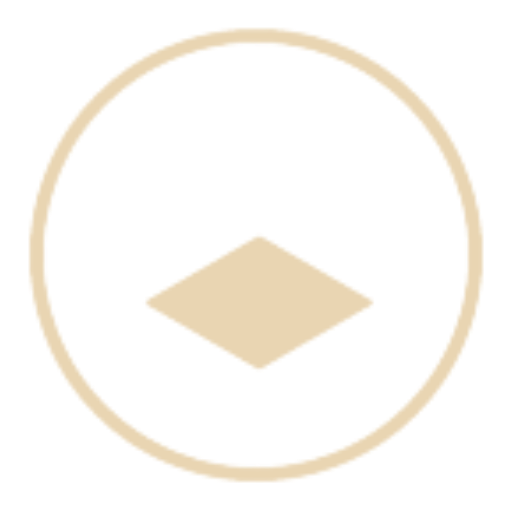 Beige square inside a circle on a white background