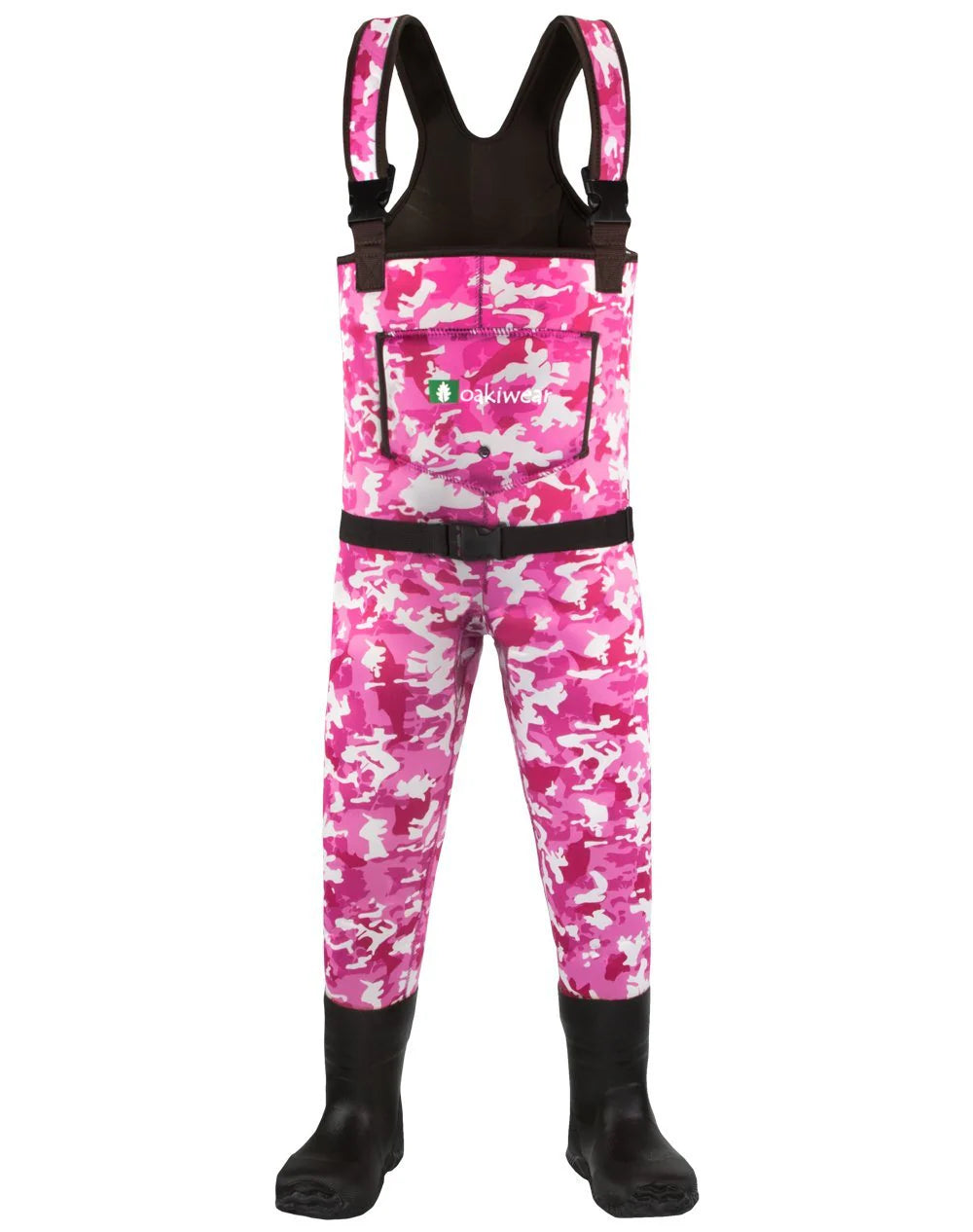 Kids Neoprene Breathable Waders - Pink Print | Oaki #color_pink