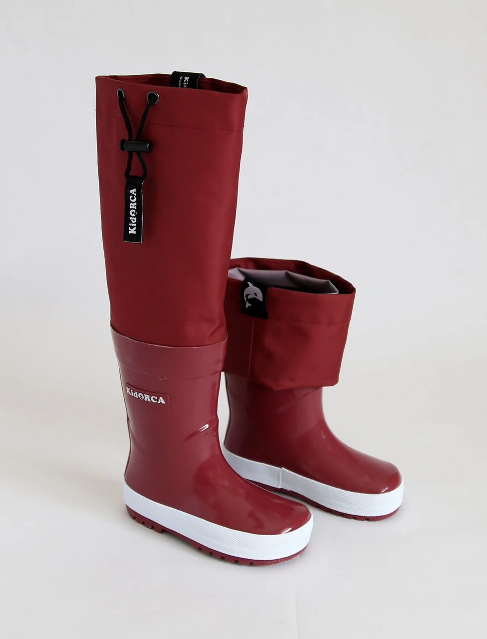 Kids Rain Boots with Above Knee Waders-Merlot #color_merlot