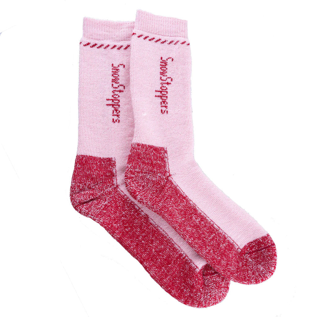 Kids Alpaca Wool Striped Crew Socks - Breathable, Warm | SnowStoppers #color_pink-red