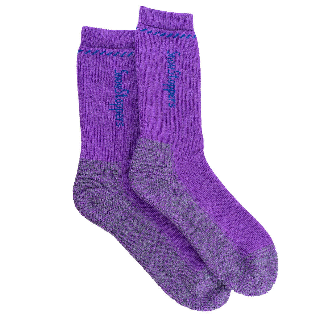 Kids Alpaca Wool Striped Crew Socks - Breathable, Warm | SnowStoppers #color_purple-gray