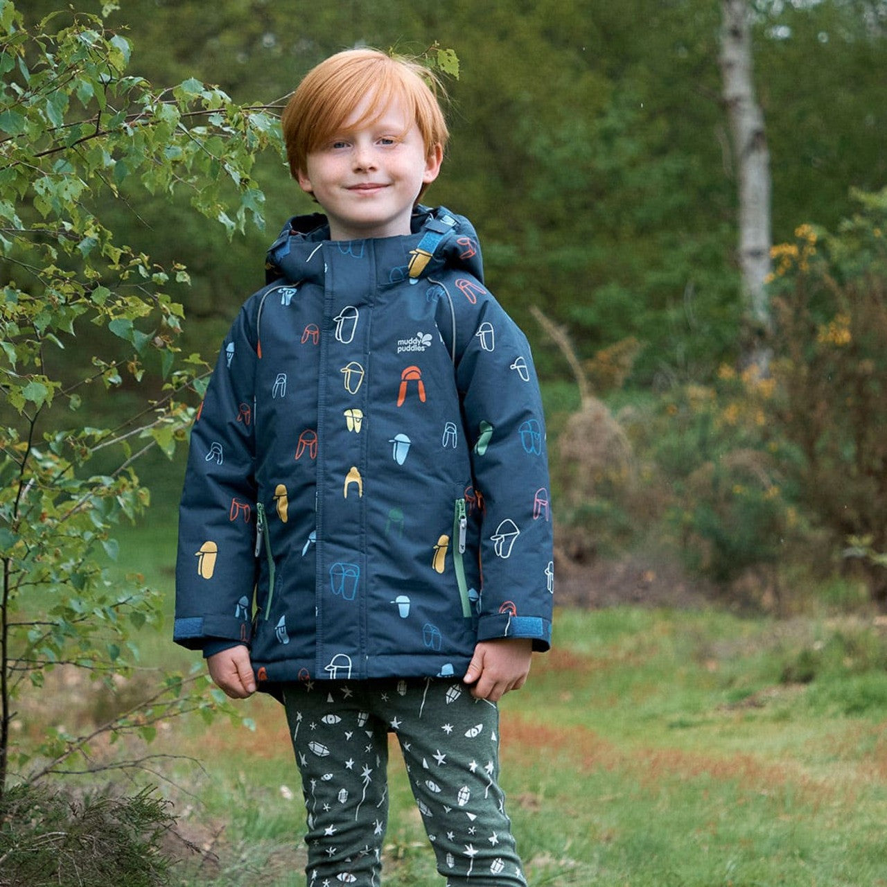 Kids Waterproof Blizzard Ski Jacket - Insulated, Trapper Print | Muddy Puddles